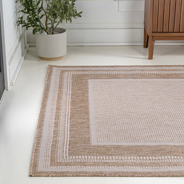 Beckett Classic Casual Border Stripe Indoor/Outdoor Area Rug